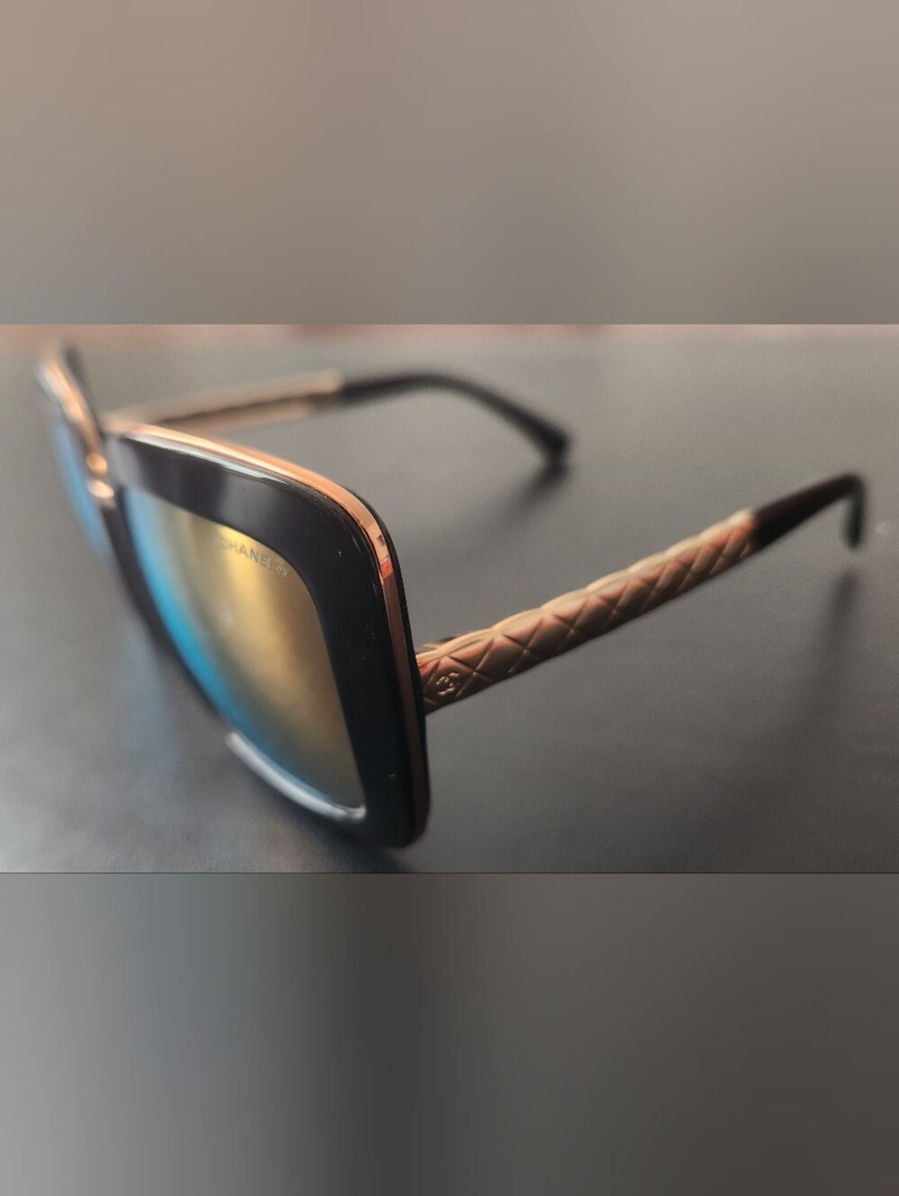 Chanel 5369 Black Rose Gold Mirrored Square Sunglasses